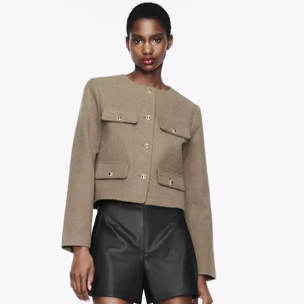 NWT Zara Cropped Flap Jacket, S